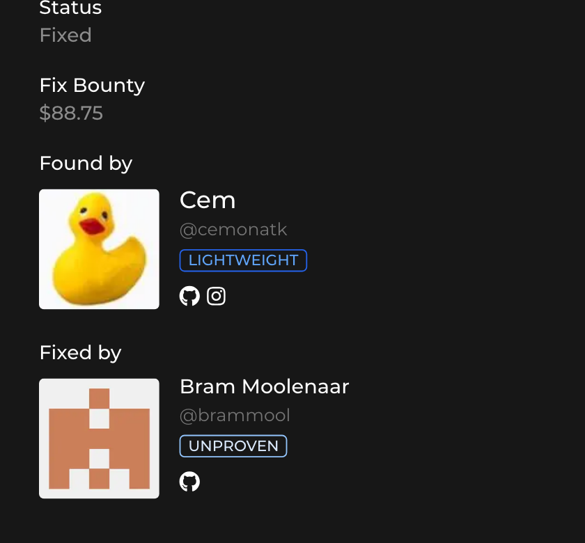 Huntr status for CVE-2021-3984 showing the report as fixed, with Cem as the finder and Bram Moolenaar as the fixer