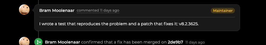 Bram Moolenaar confirming the CVE-2021-3984 fix